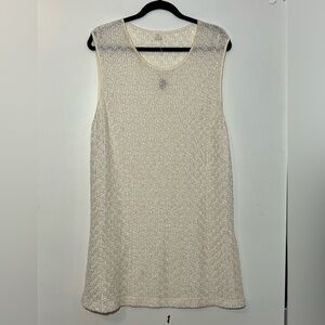 Semi- Sheer Textured Cream Sleeveless Swing Dress